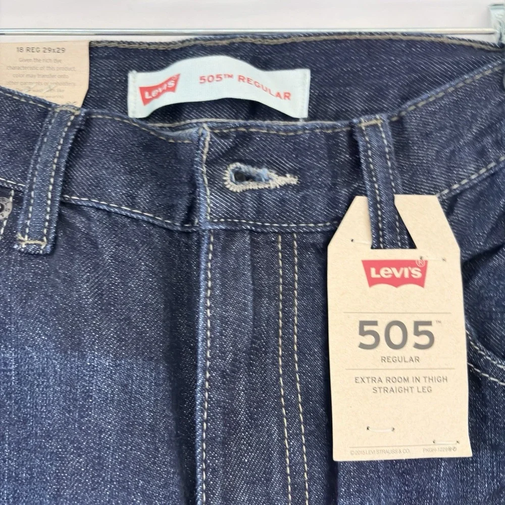 Levi's 505 Jeans Mens  Blue Dark Wash Regular Fit Straight Leg 29x29  NwT‎